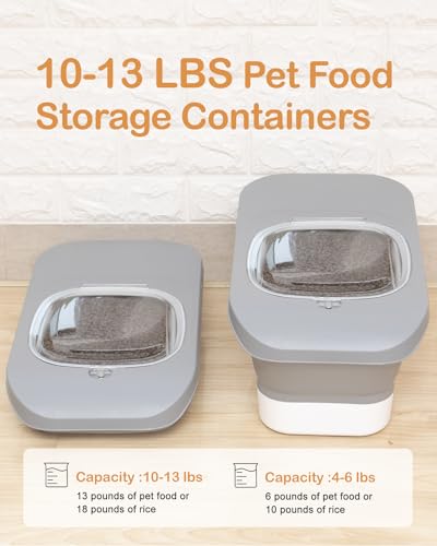 10-26Lbs Airtight Dog Food Container 2Pcs,Collapsible Pet Food Storage - color: Light Grey-2/10-26 Lbs