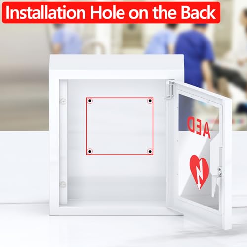 AED Cabinet Wall Mount: Steel Defibrillator Storage Case with Snap Lock and Universal AED Compatibility - for Home/Hospitals/Schools (14.2" W x 7.9" D x 15.7" H) - color: Without Alarm
