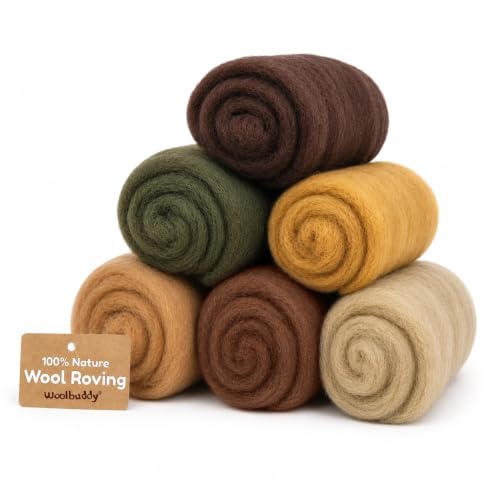 Woolbuddy Wool Roving Kit for Needle Felting (Fall), 6 Colors Natural Wool - color: Wool Bag Fall