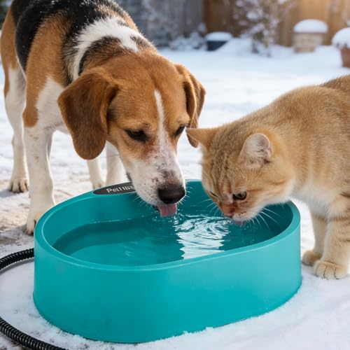 3.7L Heated Water Bowl for Outdoor Dogs Cats - 30W Thermostatic Control Heating Pet Bowl with 6.6Ft Bite-Proof Cord for Winter Chickens - size: 3.7L