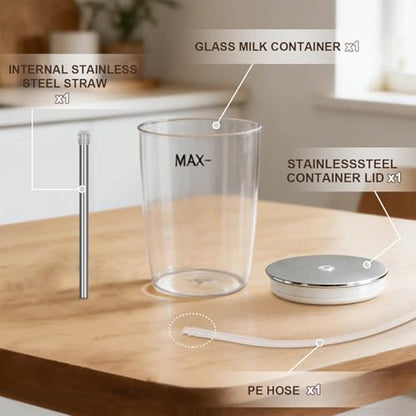 Glass Milk Container Compatible with Jura E8, S8, Z8, Z6, J6, 16.9oz