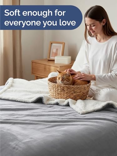 Sherpa Fleece Blanket Throw Size - Reversible Blanket - Grey, 50" x 60" - color: 03 - Grey, size: Throw (50" X 60")