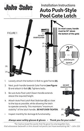 Pool GATE Latch: Child Safety Pool Latch - Push Style Pool Gate Latch for Chain Link 1-3/8" Gate Frames and 2-3/8" Gate Posts - 1 Latch - size: 1-3/8 " gate frame x 2-3/8" Gate Post