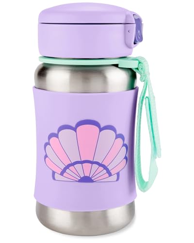 Skip Hop Toddler Sippy Cup with Straw, Sparks Stainless Steel Straw Bottle, Seashell - color: Seashell