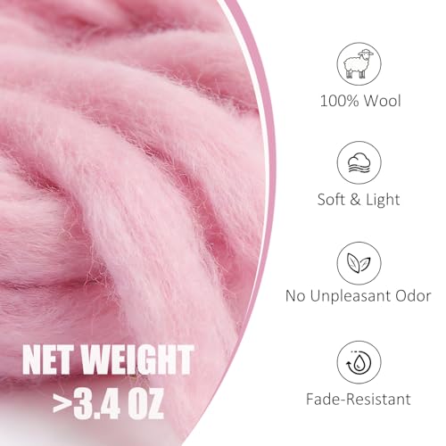 3.4oz Needle Felting Wool Pink Cherub for DIY Needle Craft Enthusiasts - color: Pink Cherub