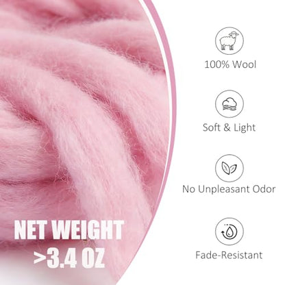 3.4oz Needle Felting Wool Pink Cherub for DIY Needle Craft Enthusiasts - color: Pink Cherub