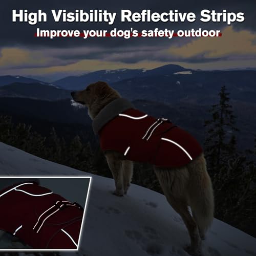 Lelepet Dog Coat Waterproof Dog Jacket Fleece Vest with Adjustable Buckle - color: Red, size: S
