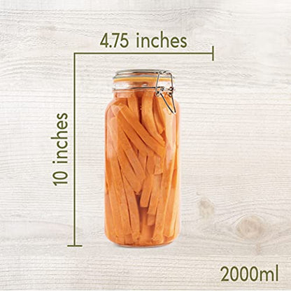 Glass Jar with Airtight Lid 67 oz | Food Storage Jar, Wide Mouth, Leak Proof Kitchen Canister - size: 67 oz