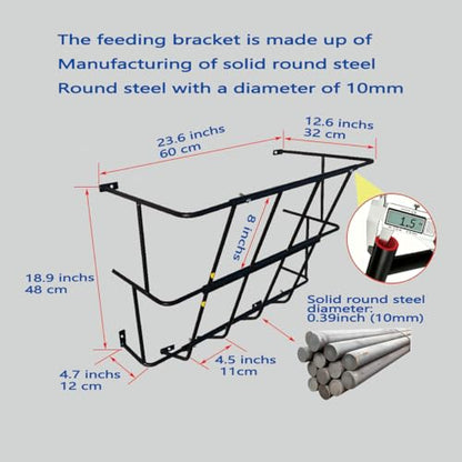 Hay Feeder Goat 18 Gallon Hay Rack,Heavy Duty Iron Wall Hay Rack for Sheep,Cattle,Livestock in Farm Indoor Outdoor Uses