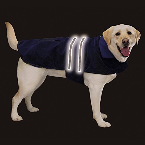 Casual Canine Fleece-Lined Reflective Dog Jacket for Safety, Blue - Medium - color: Navy, size: Medium