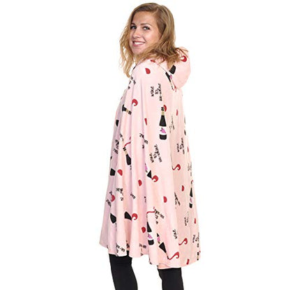 Angelina Women's Cozy Fleece Wearable Blanket or Blanket with Slipper Set - color: Wine Wearable Blanket, size: One Size Fits Most