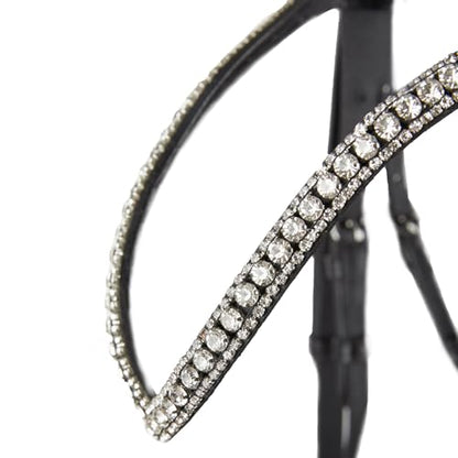 HORZE Grayson Classic Leather Ergonomic Snaffle Dressage Bridle with Detachable Flash - color: Black, size: Cob