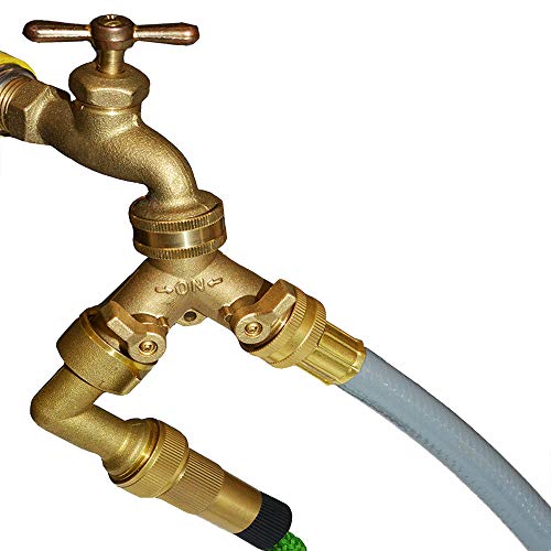 HQMPC Hose Y Splitter 3/4" GHT Garden Hose Valve 2 Way For Garden Lawn Waterring - Brass, 4 Pack - style: Y Hose Splitter 4 Sets
