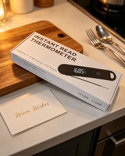 Charmline Meat Thermometer | 180° Auto-Rotating LED Display, 0.5-Second Read, Dual-battery Design, IP67 Waterproof and Dustproof