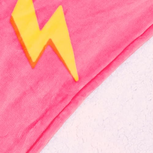 Solaris Thunder Lightning Kids Wearable Blanket Hoodie - Cozy Warm Sherpa Fleece Sweatshirt Pullover with Larger Pocket for Teens, Girls, Boys - color: Thunder Pink