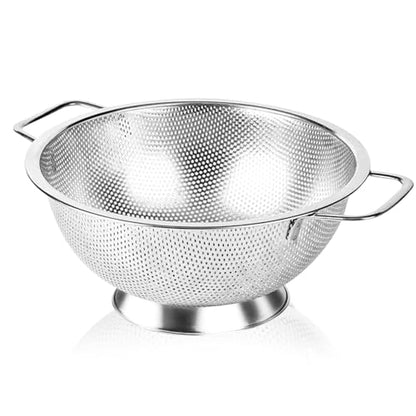 304 Stainless Steel Colander, Micro-Perforated 3-Quart Strainer with Base, Dishwasher Safe. Great for Pasta, Noodles, Vegetables & Fruits - size: 3QT