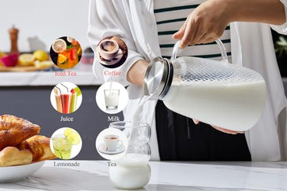 Purefold Pineapple Series 78 Oz Borosilicate Glass Pitcher with Lid (Clear) | Fruit tea, iced tea, coffee, juice jug. Leakproof Stainless Steel lid, dishwasher safe. BPA free borosilicate glass. - size: 78 Ounces