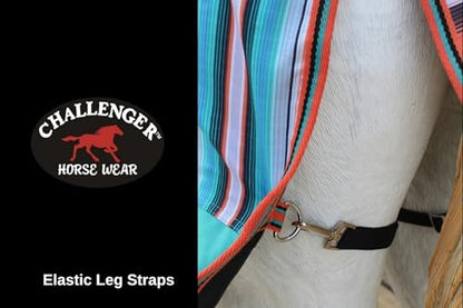 Challenger 1200D Turnout Heavy-Weight Bellyband Rain Horse Winter Blanket Serepe 5B109 - color: Fiesta Serape, size: 66 inches