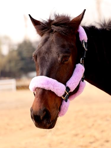 Harrison Howard Fleece Halter Covers for Horses, Set of 9, Prevent Hair Loss Pressure Marks, Padded Horse Halter Fleece Set Light Purple - color: Light Purple