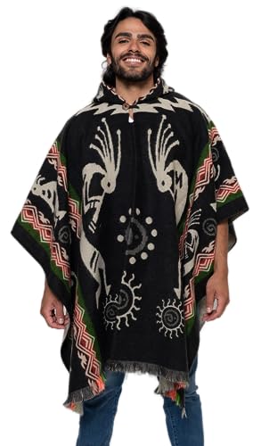 Alpaca Land, Handmade Ecuadorean Alpaca Wool Ponchos - color: Black Pomasqui