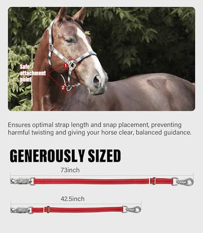 Cross Ties for Horse, Nylon Trailer Tie, Adjustable Length 42.5"-73" - color: Starlit Maroon