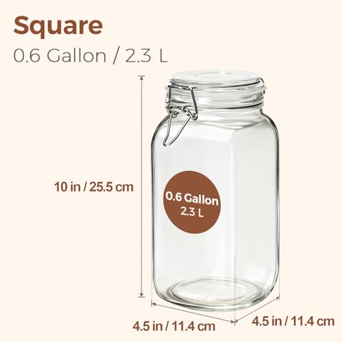 ComSaf Large Square Glass Jars with Airtight Lids 78 oz 3 Pack Wide Mouth - size: 78oz*3