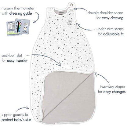 Woolino Ultimate Baby Sleep Sack – 4 Season Merino Wool Sleeping Bag, Organic Cotton Outer, Temp Regulating Blanket, Adjustable Sleep Sack Universal Size 2–24 Months - Birch Gray - color: Gray