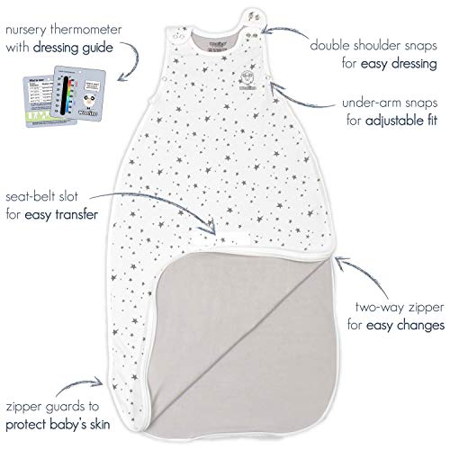 Woolino Ultimate Baby Sleep Sack – 4 Season Merino Wool Sleeping Bag, Organic Cotton Outer, Temp Regulating Blanket, Adjustable Sleep Sack Universal Size 2–24 Months - Birch Gray - color: Gray