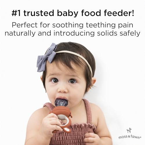 Moss and Fawn Forage Feeder - Silicone Baby Fruit Feeder - Terracotta | Frozen Breast Milk Popsicle Teether & Pacifier, BPA, PVC & Phthalate-Free - color: Terracotta