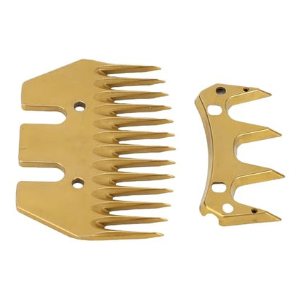 Generic Sheep Shears Replacement Blades, Gold 13 Straight Tooth 7mm Spacing, Electric Sheep Clipper Blades for Wool Shearing Farm