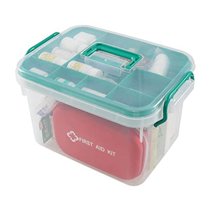 Clear Plastic First Aid Box Empty, Family Medicine Kit Storage Box