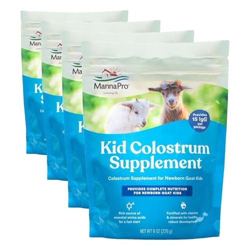 Manna Pro Colostrum Supplement for Newborn Goat Kids | Fortified with Vitamins and Minerals | Helps Promote Healthy Development | 8oz (Pack of 4) - size: 8 Ounce (Pack of 4)