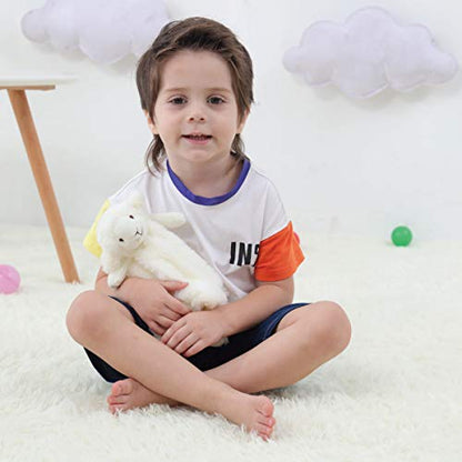 Apricot Lamb Plush White Lamb Sheep Stuffed Animals Security Blanket 14''