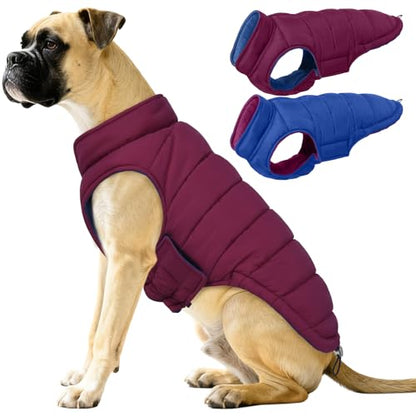 QBLEEV Reversible Dog Jacket, Windproof Dog Coat, Lightweight Puffer Vest - color: Violet-Blue, size: X-Large