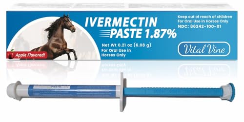 VITALVINE Ivermectin 1.87% Paste for Horses – Apple Flavor 6.08g Syringe, Treats Horses Up to 1250 lbs (3-Pack)
