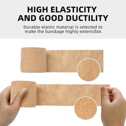OK TAPE Self Adherent Cohesive Bandages Wrap 24Packs 2" x 5 Yards - color: Beige, size: 2 In x 5 Yards