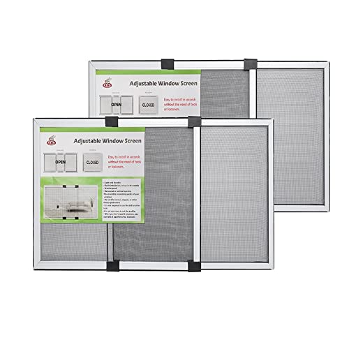 [MEASURE FIRST] FLYZZZ Window Screen, FIXED 19.68" HEIGHT, Fits Window Opening Width 28" to 52", Adjustable Sliding Screen Insert, Large, 2-Pack - color: 2 Packs, size: 19.68 Inches High By 28-52 Inches Wide