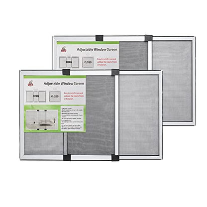 [MEASURE FIRST] FLYZZZ Window Screen, FIXED 19.68" HEIGHT, Fits Window Opening Width 28" to 52", Adjustable Sliding Screen Insert, Large, 2-Pack - color: 2 Packs, size: 19.68 Inches High By 28-52 Inches Wide