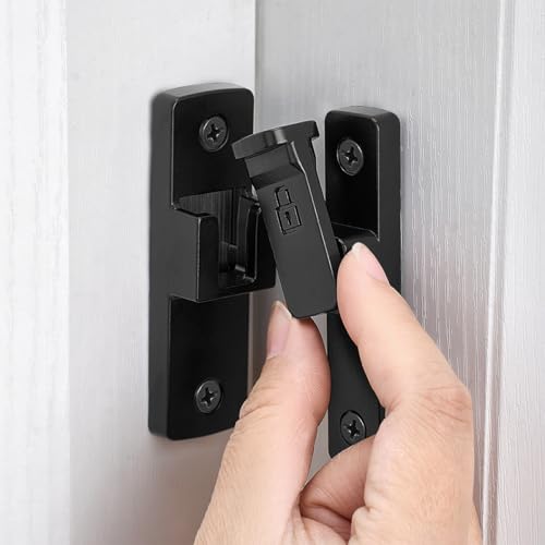 Black 90 Degree Barn Door Lock ，Right Angle Door Lock Latch - color: Black_90 Degree