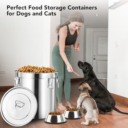 Newget 20lb Airtight Stainless Steel Dog Food Storage Container with Scoop - size: 20 lb