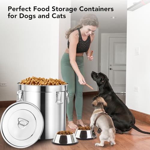 Newget 38lb Airtight Stainless Steel Dog Food Storage Container with Scoop - size: 38 lb