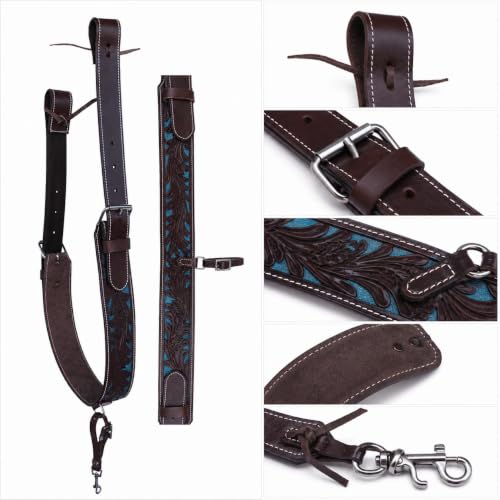 Horse Western Floral Tooled Leather Rear Flank Saddle Cinch w/Billets 9778BR