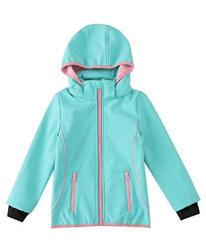 M2C Girls Hooded Fleece Lined Waterproof Windproof Jacket - color: Mint Green, size: 6-7 Years