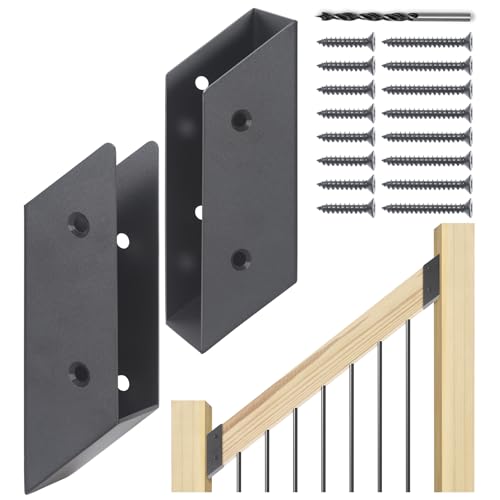 37.5°Stair Angle Stainless Steel Deck Railing Brackets Connectors for 2"x4" (Actual 1.5"x3.5") Railing Wood Post (4 Pair) - size: Angle 37.5°