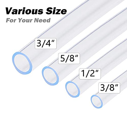 DAVCO 3/4" ID - 50 ft Clear Vinyl Tubing, Low Pressure Flexible PVC Tube, Heavy Duty UV Chemical Resistant Lightweight Plastic Vinyl Hose, BPA Free and Non Toxic, with 2 Stainless Clamps - size: 3/4"ID, style: 50 Feet