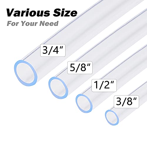 DAVCO 5/8" ID - 10 ft Clear Vinyl Tubing, Low Pressure Flexible PVC Tube, Heavy Duty UV Chemical Resistant Lightweight Plastic Vinyl Hose, BPA Free and Non Toxic, with 2 Stainless Clamps - size: 5/8"ID, style: 10 Feet