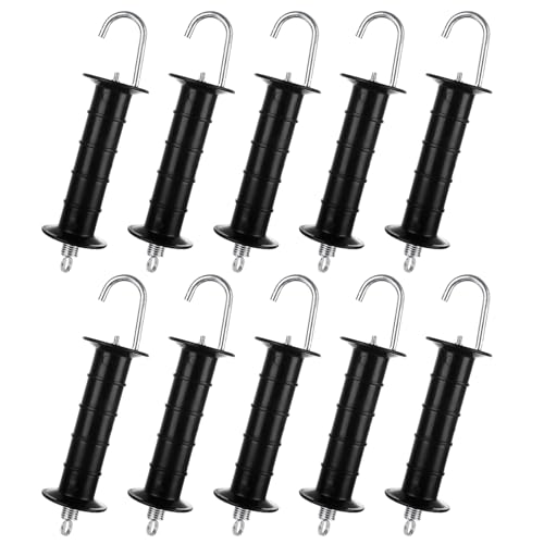 12 Pack Plastic Electric Fence Gate Handle Insulators, Gate Handle with Spring Heavy Duty Electric Fence Insulators, Gate Connector, Electric Fence Wire Handle