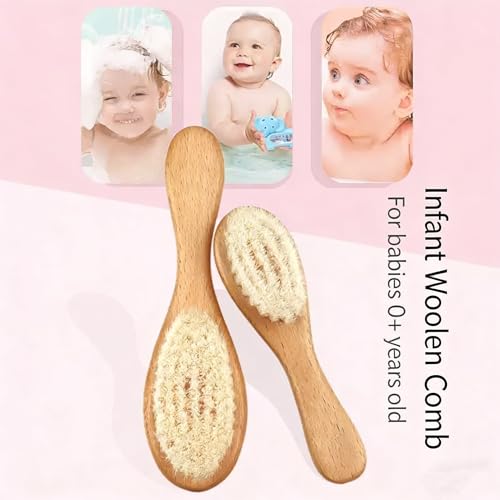 Baby Hair Brush with Wooden Handle, for Newborns & Toddlers-Natural Soft Goat Bristles-Ideal-Perfect Baby Registry Gift