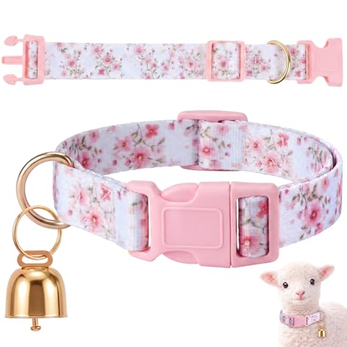 Copper Bell Goat Collar, Pink Flower Girly Style for Pygmy Goats and Lambs