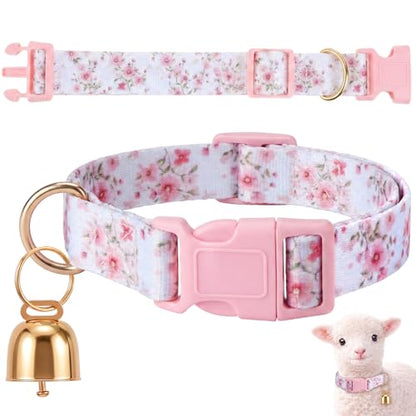 Copper Bell Goat Collar, Pink Flower Girly Style for Pygmy Goats and Lambs